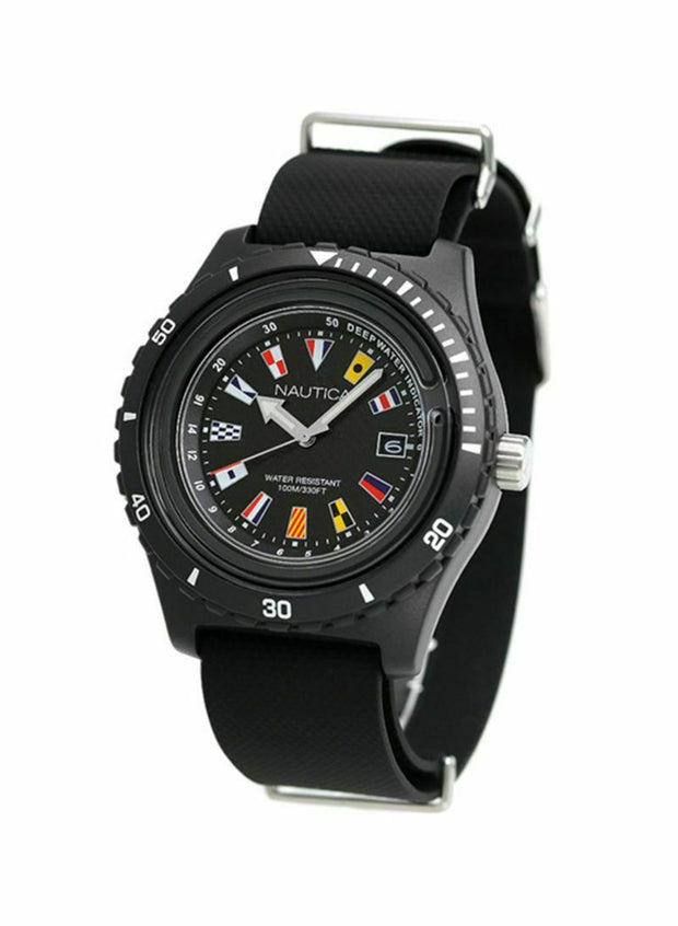 Nautica Men's Surfside 46mm Black Dial Silicone Watch - NAPSRF001