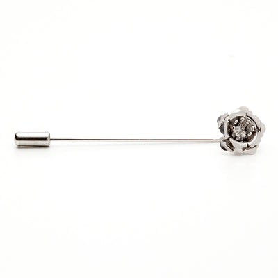 Silver Tone Closed Flower Lapel Pin