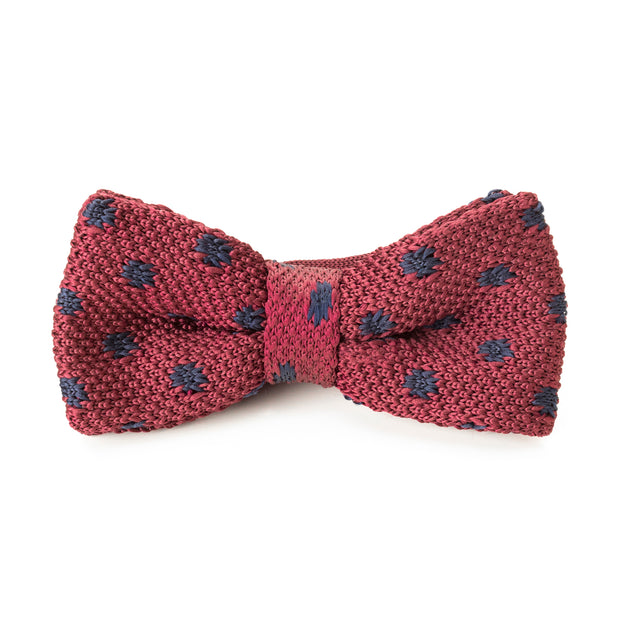 Knit Red & Navy Polka Dot Bow Tie