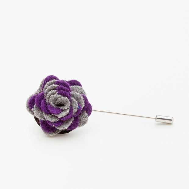 Purple and Grey Wool Lapel Flower Pin