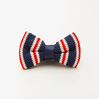 Nato Striped Red Blue White Wool Knit Bow Tie